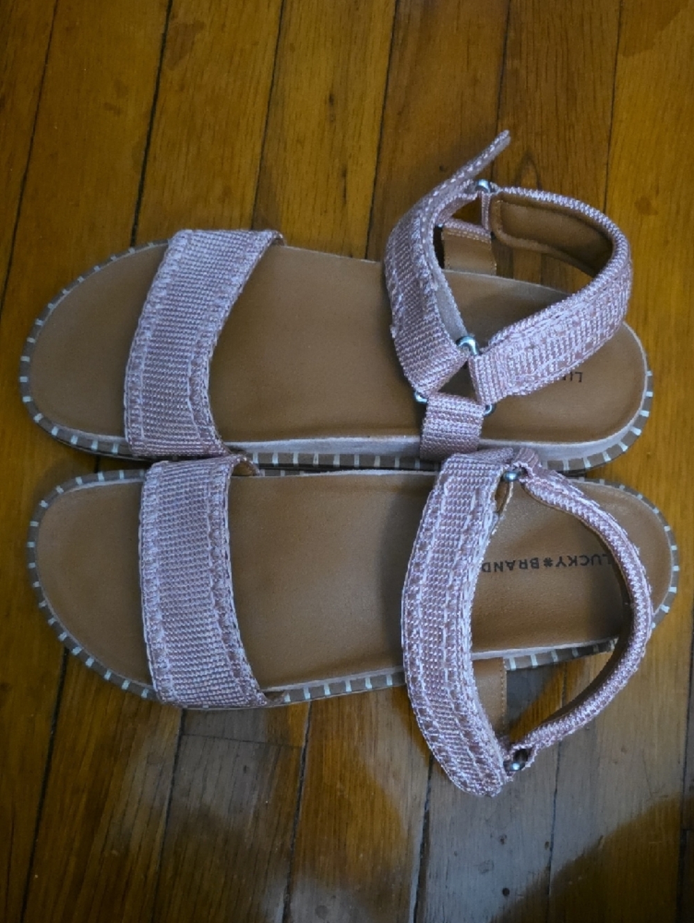 Lucky Brand Blush Pink Velcro Strap Sandals - Picture 2 of 3